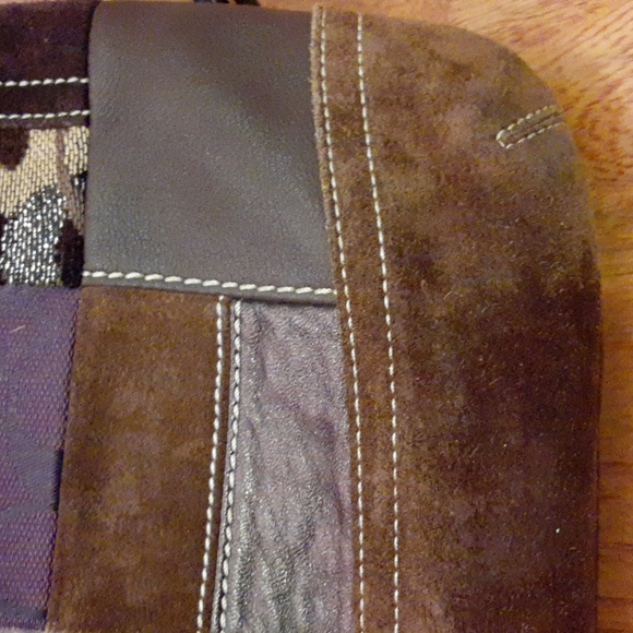 Coach Multi Patchwork Suede Leather Hobo Crossbody Bag - Picture 7 of 16